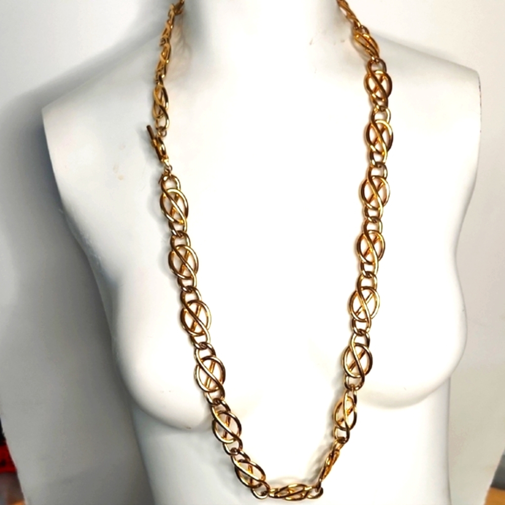 Anne Klein Vintage Chunky Gold Statement Necklace 34"